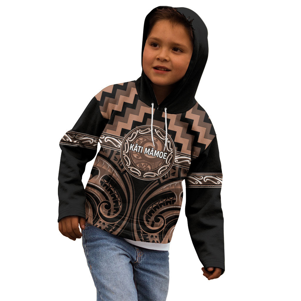 Aotearoa Kati Mamoe Personalised Kid Hoodie Maori Iwi Poutama Puhoro Tattoo