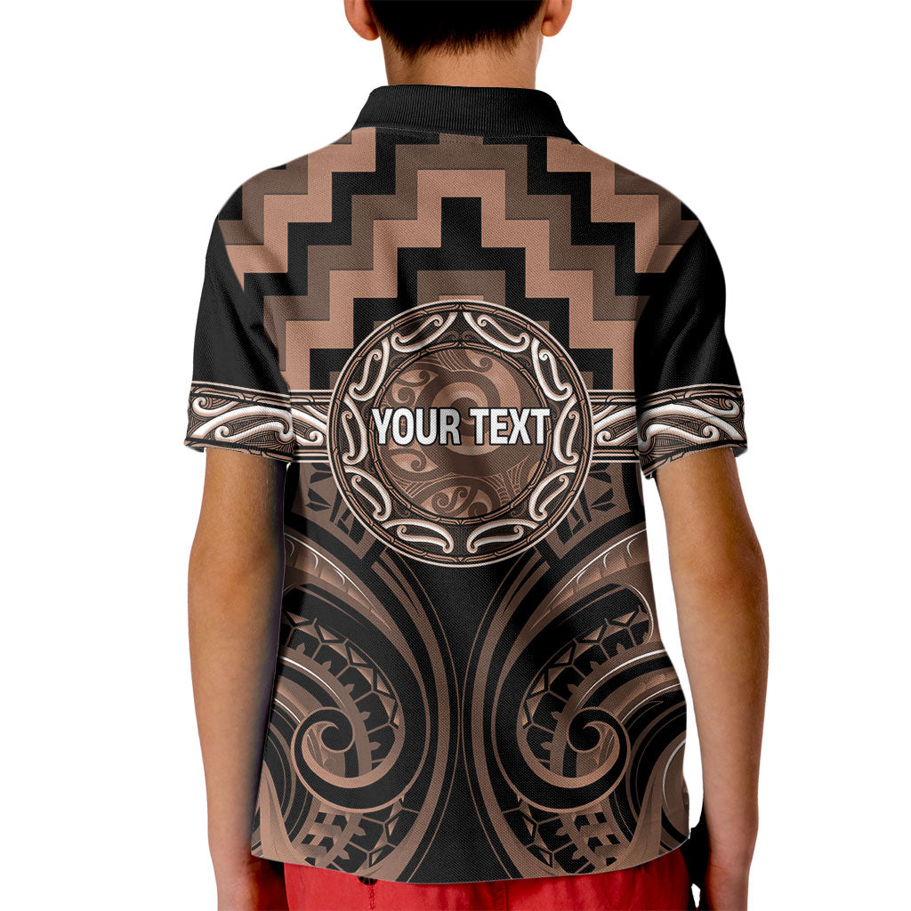 Aotearoa Kati Mamoe Personalised Kid Polo Shirt Maori Iwi Poutama Puhoro Tattoo
