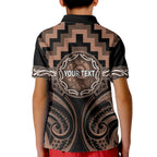 Aotearoa Kati Mamoe Personalised Kid Polo Shirt Maori Iwi Poutama Puhoro Tattoo