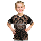 Aotearoa Kati Mamoe Personalised Kid T Shirt Maori Iwi Poutama Puhoro Tattoo