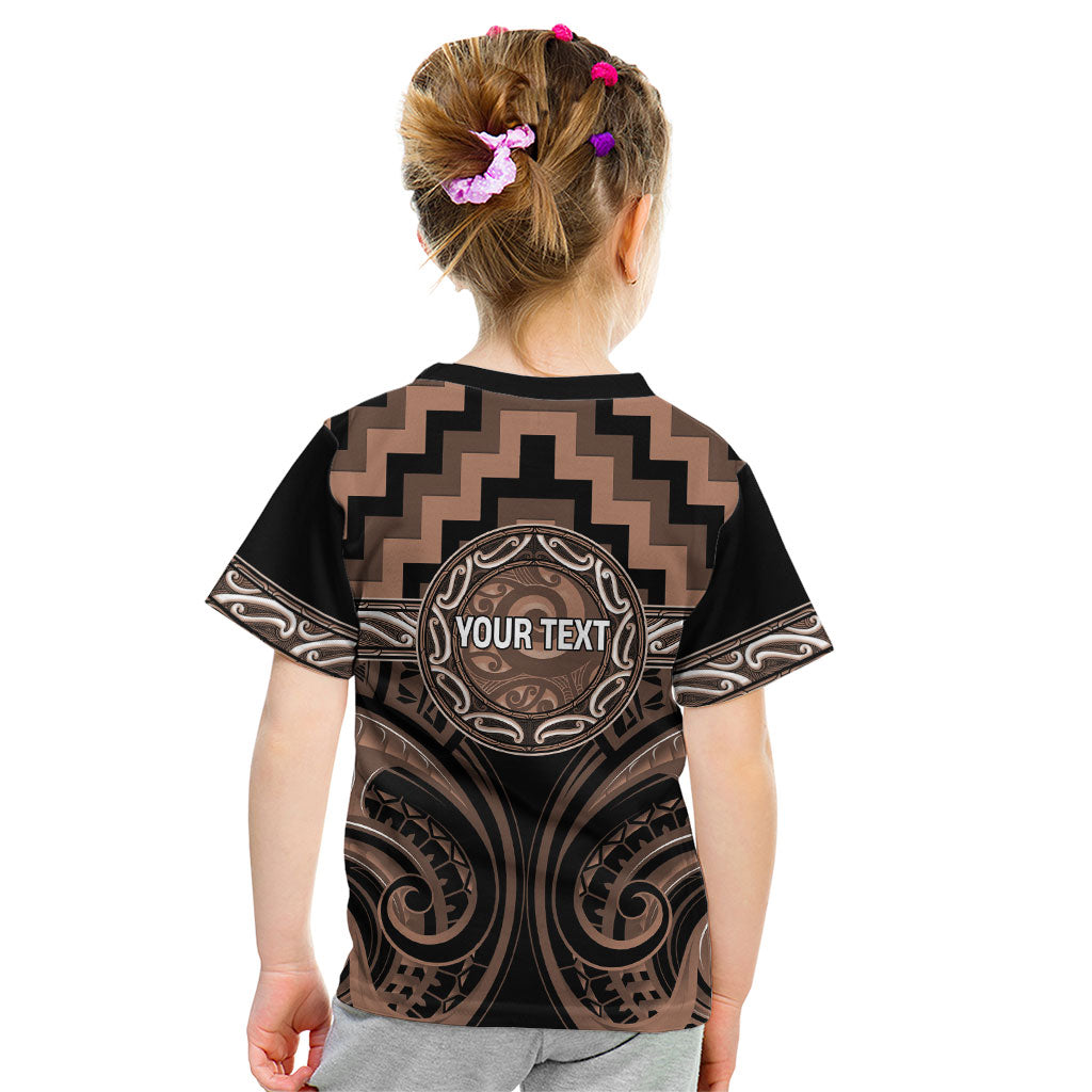Aotearoa Kati Mamoe Personalised Kid T Shirt Maori Iwi Poutama Puhoro Tattoo