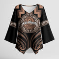 Aotearoa Kati Mamoe Personalised Kimono Sleeve Blouse Maori Iwi Poutama Puhoro Tattoo