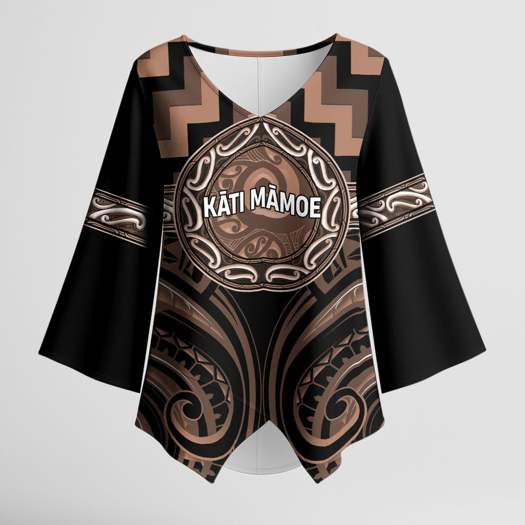Aotearoa Kati Mamoe Personalised Kimono Sleeve Blouse Maori Iwi Poutama Puhoro Tattoo