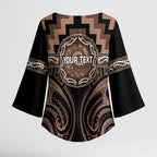 Aotearoa Kati Mamoe Personalised Kimono Sleeve Blouse Maori Iwi Poutama Puhoro Tattoo