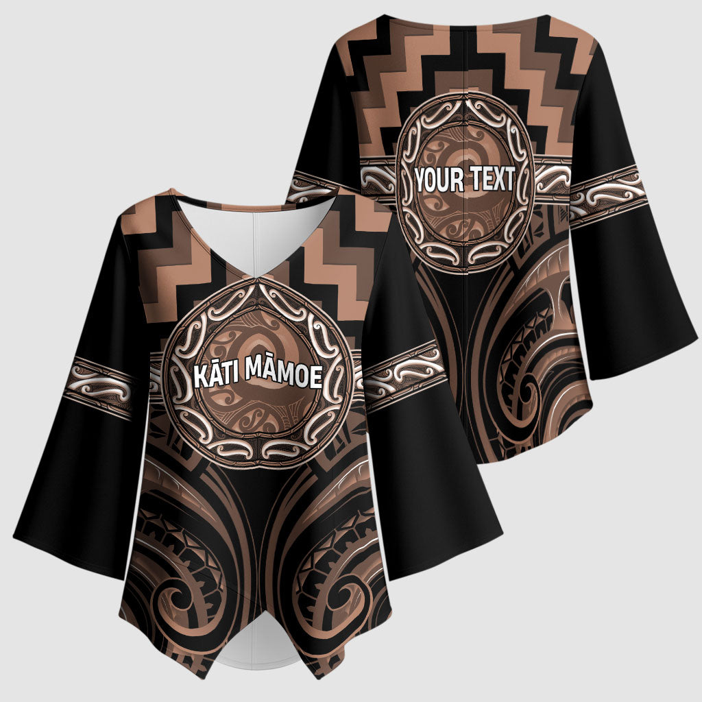 Aotearoa Kati Mamoe Personalised Kimono Sleeve Blouse Maori Iwi Poutama Puhoro Tattoo