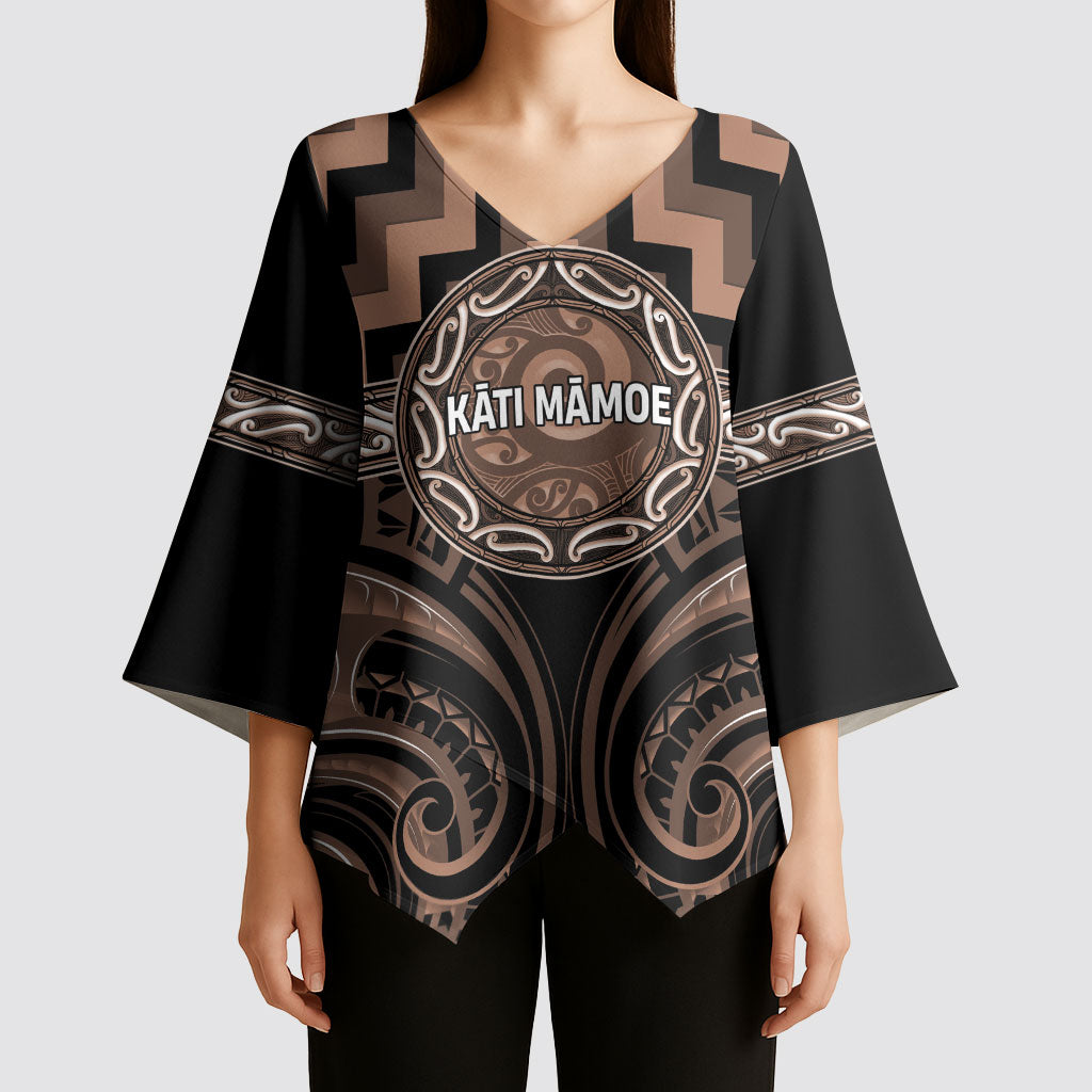 Aotearoa Kati Mamoe Personalised Kimono Sleeve Blouse Maori Iwi Poutama Puhoro Tattoo