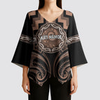 Aotearoa Kati Mamoe Personalised Kimono Sleeve Blouse Maori Iwi Poutama Puhoro Tattoo
