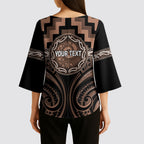 Aotearoa Kati Mamoe Personalised Kimono Sleeve Blouse Maori Iwi Poutama Puhoro Tattoo