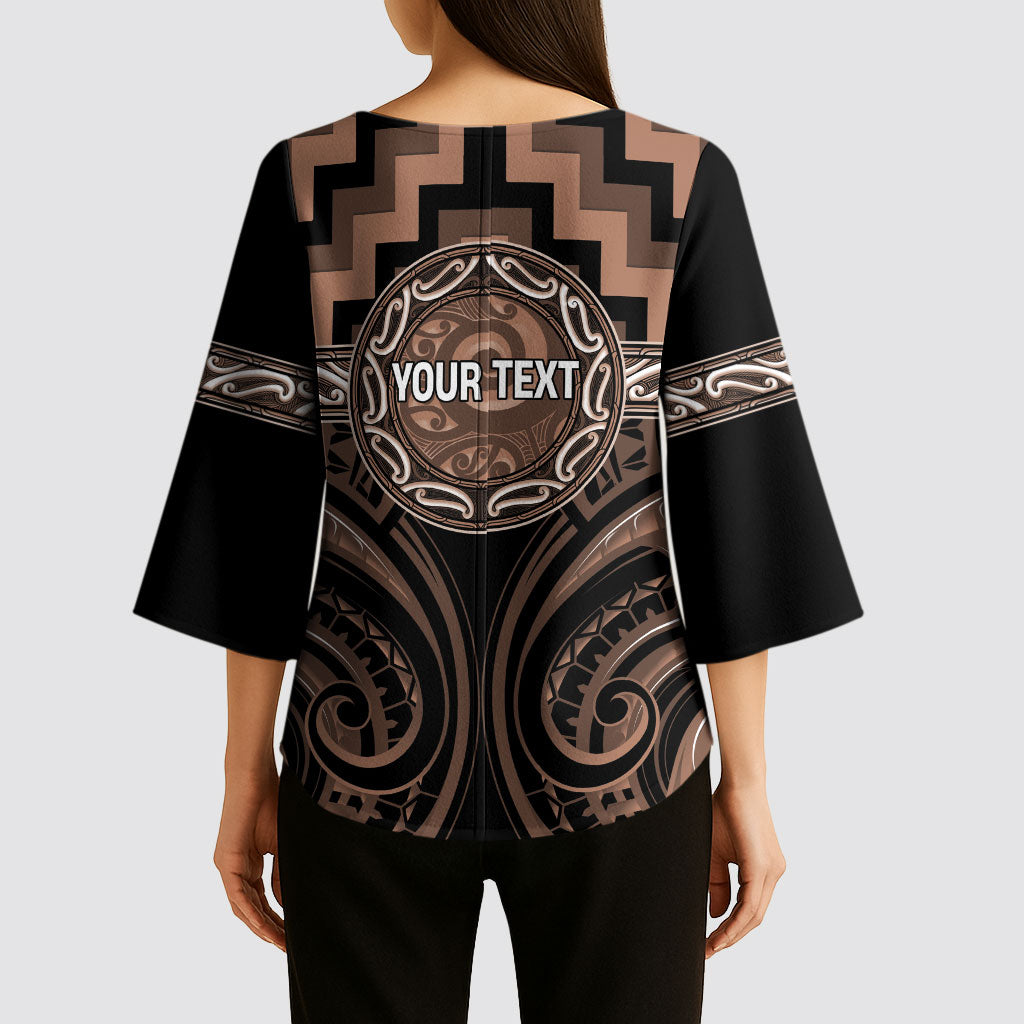 Aotearoa Kati Mamoe Personalised Kimono Sleeve Blouse Maori Iwi Poutama Puhoro Tattoo