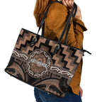 Aotearoa Kati Mamoe Leather Tote Bag Maori Iwi Poutama Puhoro Tattoo