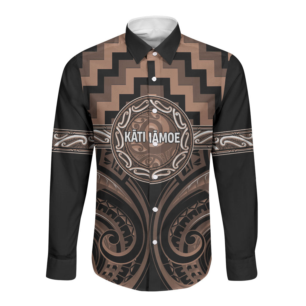 Aotearoa Kati Mamoe Personalised Long Sleeve Button Shirt Maori Iwi Poutama Puhoro Tattoo