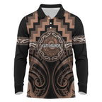 Aotearoa Kati Mamoe Personalised Long Sleeve Polo Shirt Maori Iwi Poutama Puhoro Tattoo