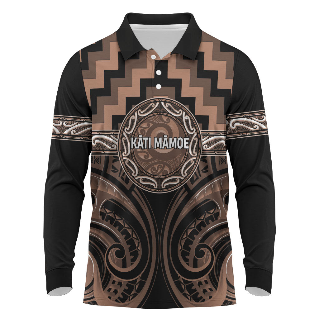 Aotearoa Kati Mamoe Personalised Long Sleeve Polo Shirt Maori Iwi Poutama Puhoro Tattoo