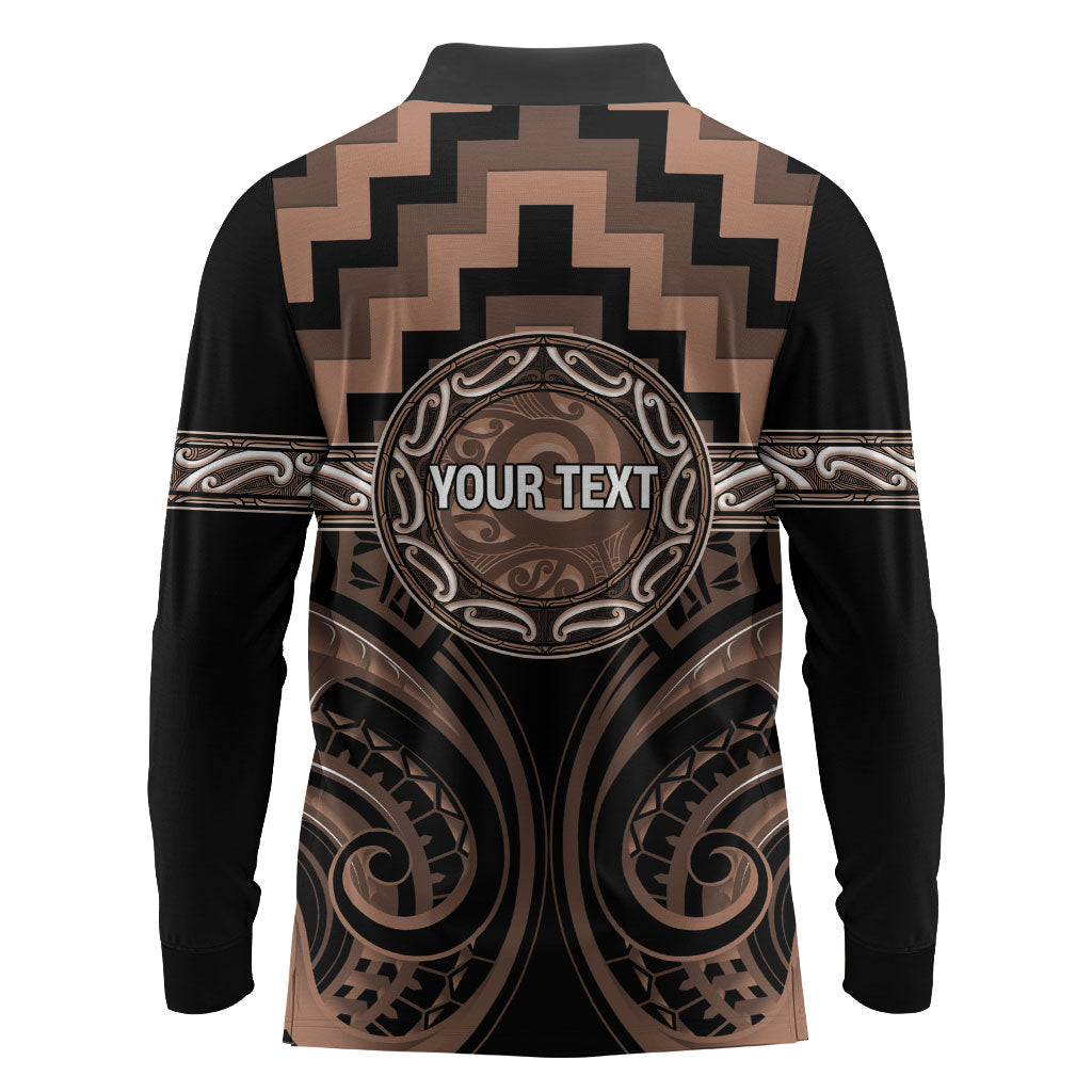 Aotearoa Kati Mamoe Personalised Long Sleeve Polo Shirt Maori Iwi Poutama Puhoro Tattoo