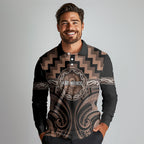 Aotearoa Kati Mamoe Personalised Long Sleeve Polo Shirt Maori Iwi Poutama Puhoro Tattoo