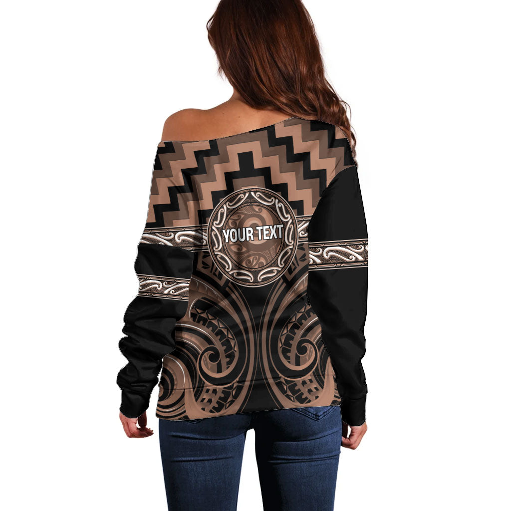 Aotearoa Kati Mamoe Personalised Off Shoulder Sweater Maori Iwi Poutama Puhoro Tattoo