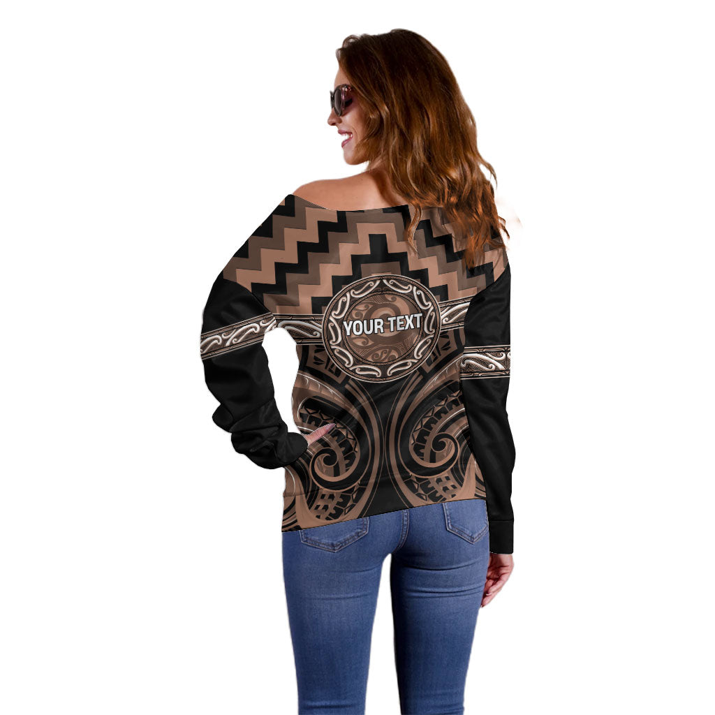 Aotearoa Kati Mamoe Personalised Off Shoulder Sweater Maori Iwi Poutama Puhoro Tattoo