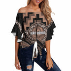 Aotearoa Kati Mamoe Personalised Off Shoulder Wrap Waist Top Maori Iwi Poutama Puhoro Tattoo