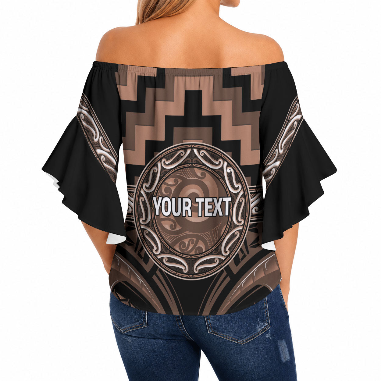 Aotearoa Kati Mamoe Personalised Off Shoulder Wrap Waist Top Maori Iwi Poutama Puhoro Tattoo