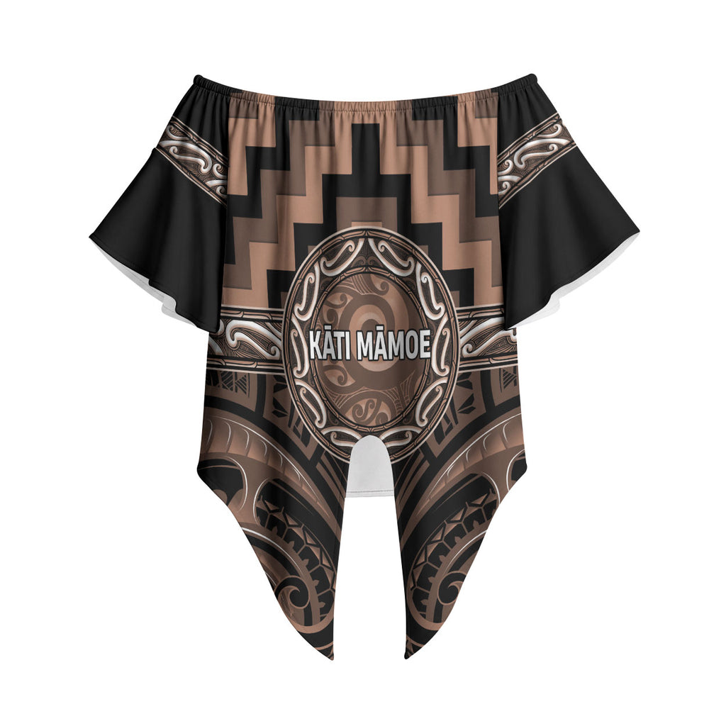 Aotearoa Kati Mamoe Personalised Off Shoulder Wrap Waist Top Maori Iwi Poutama Puhoro Tattoo
