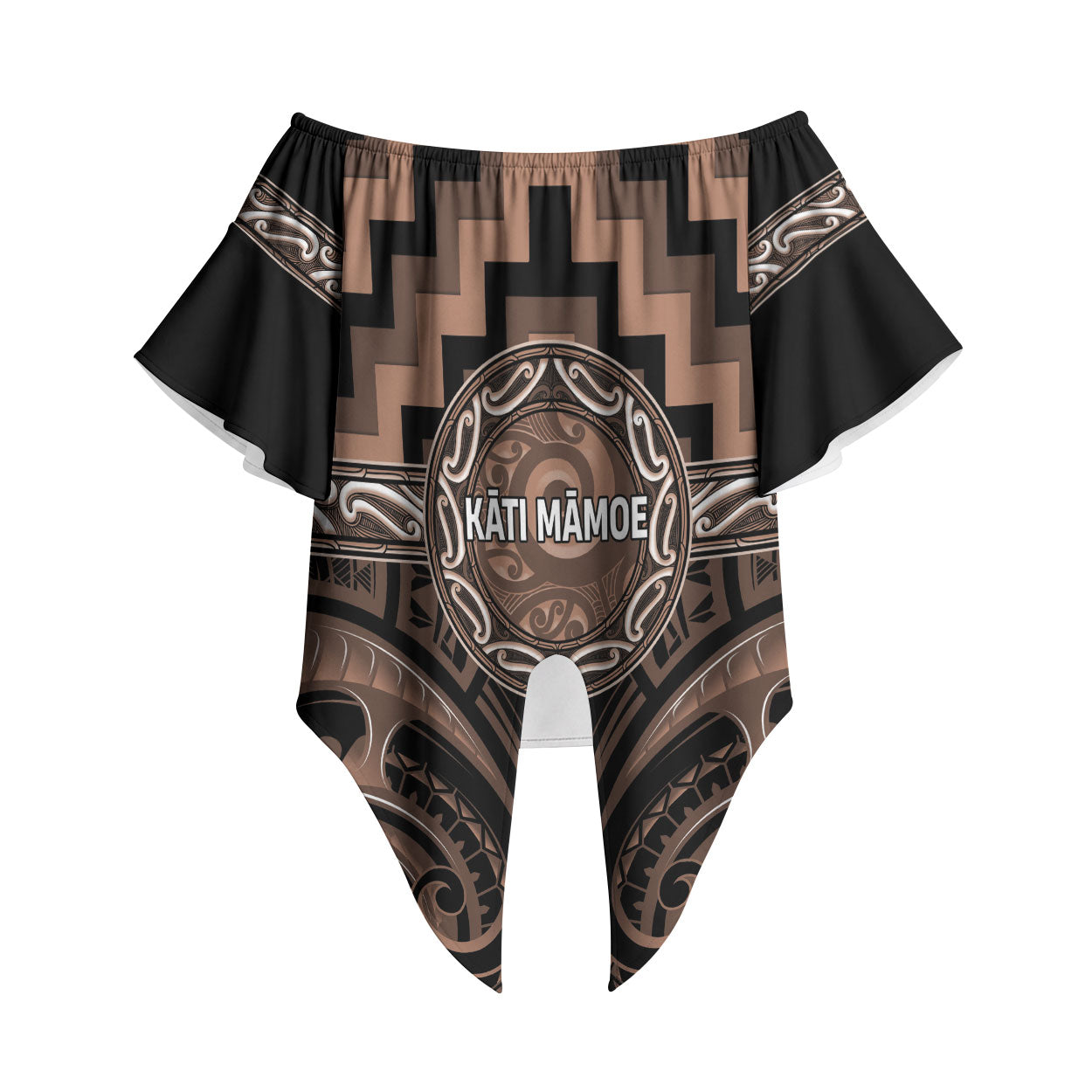 Aotearoa Kati Mamoe Personalised Off Shoulder Wrap Waist Top Maori Iwi Poutama Puhoro Tattoo