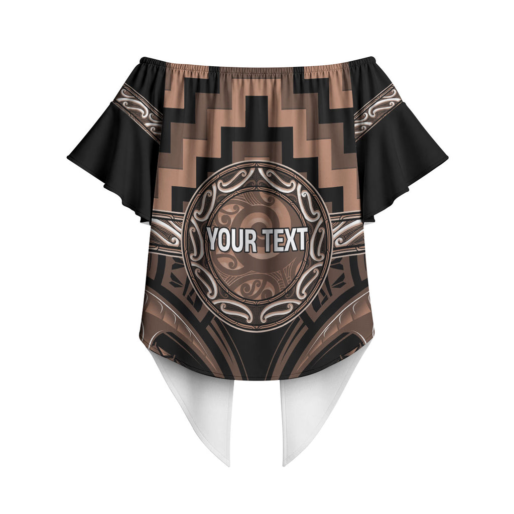 Aotearoa Kati Mamoe Personalised Off Shoulder Wrap Waist Top Maori Iwi Poutama Puhoro Tattoo
