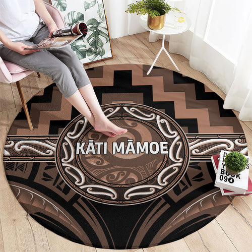 Aotearoa Kati Mamoe Round Carpet Maori Iwi Poutama Puhoro Tattoo