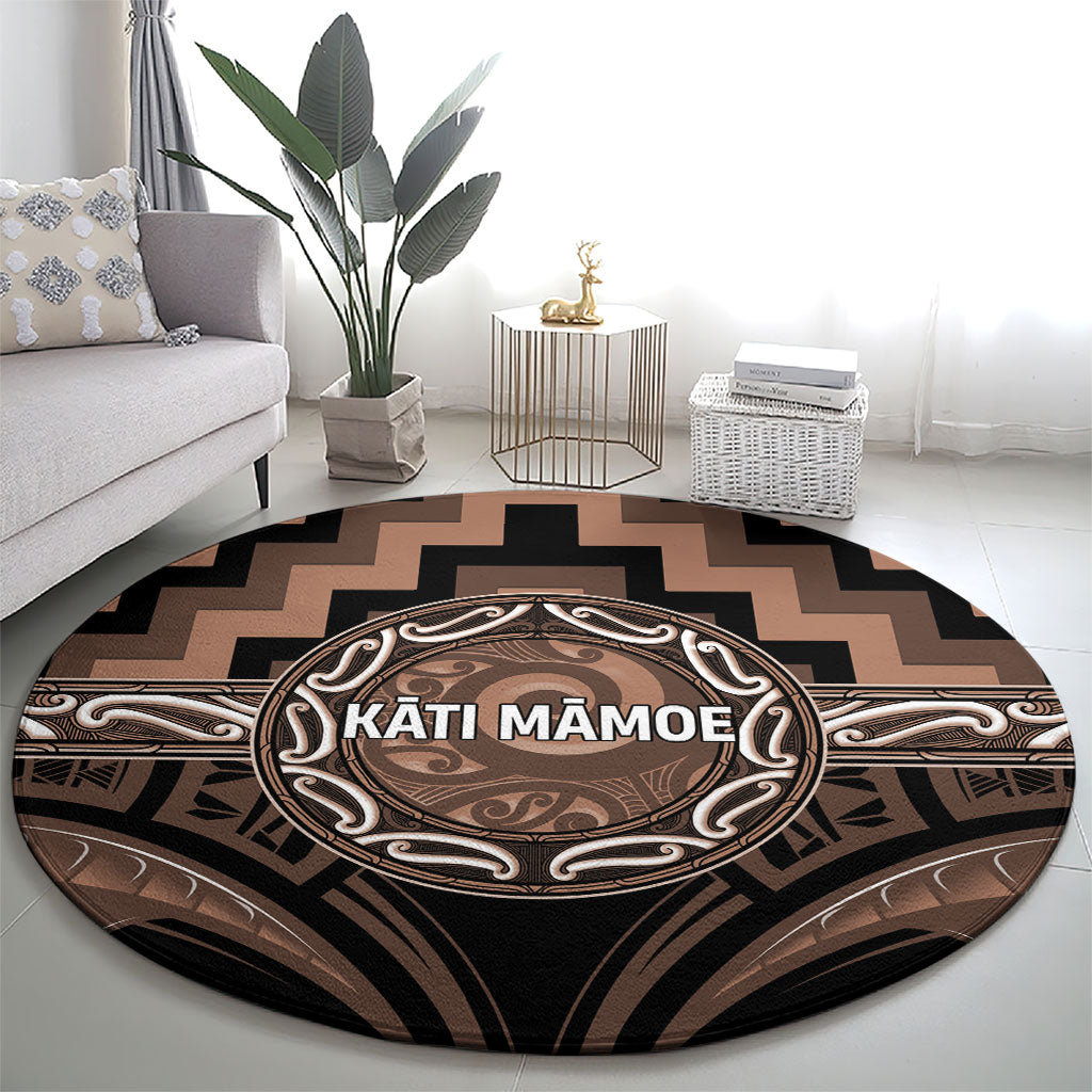 Aotearoa Kati Mamoe Round Carpet Maori Iwi Poutama Puhoro Tattoo