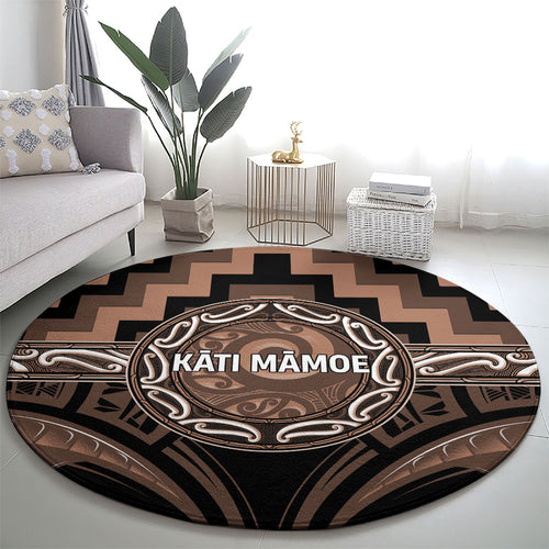 Aotearoa Kati Mamoe Round Carpet Maori Iwi Poutama Puhoro Tattoo