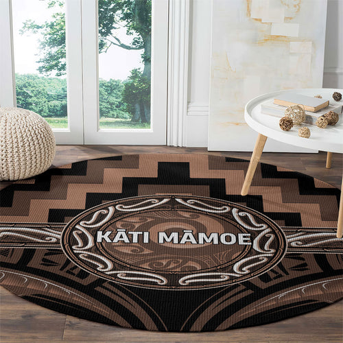 Aotearoa Kati Mamoe Round Carpet Maori Iwi Poutama Puhoro Tattoo