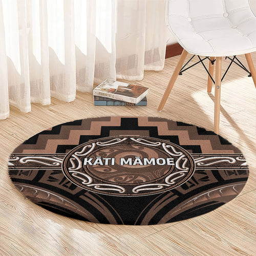 Aotearoa Kati Mamoe Round Carpet Maori Iwi Poutama Puhoro Tattoo