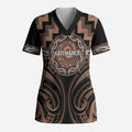 Aotearoa Kati Mamoe Personalised Scrub Top Maori Iwi Poutama Puhoro Tattoo