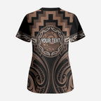 Aotearoa Kati Mamoe Personalised Scrub Top Maori Iwi Poutama Puhoro Tattoo