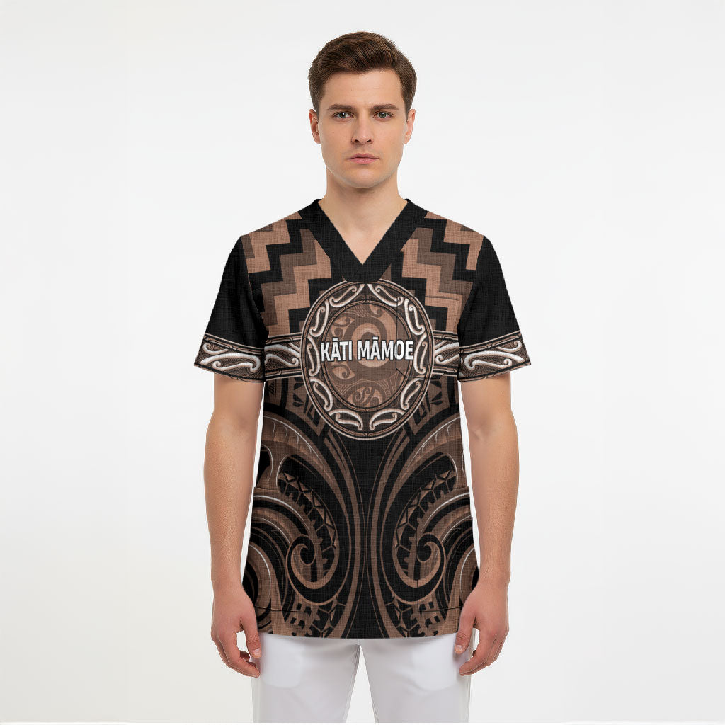 Aotearoa Kati Mamoe Personalised Scrub Top Maori Iwi Poutama Puhoro Tattoo