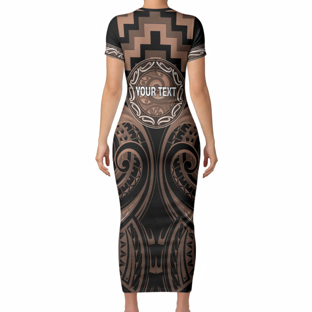 Aotearoa Kati Mamoe Personalised Short Sleeve Bodycon Dress Maori Iwi Poutama Puhoro Tattoo