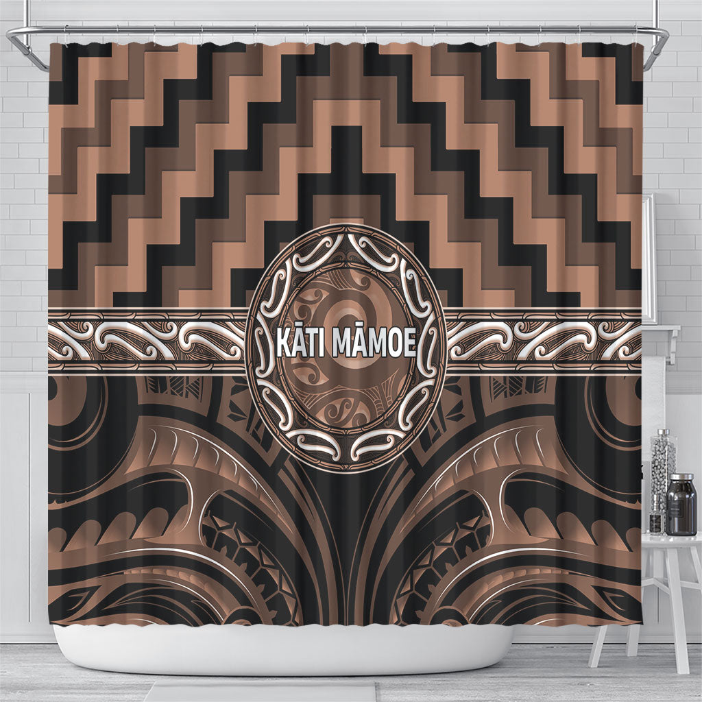 Aotearoa Kati Mamoe Shower Curtain Maori Iwi Poutama Puhoro Tattoo