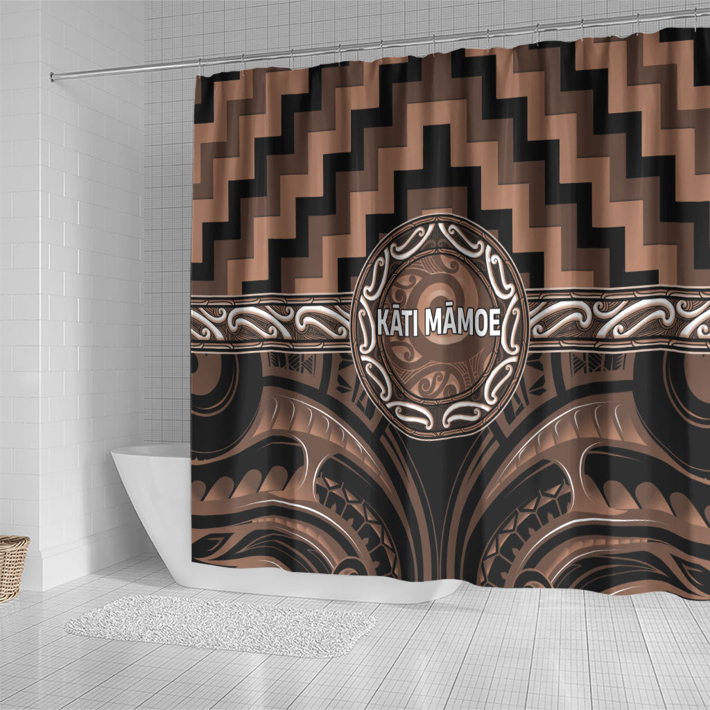 Aotearoa Kati Mamoe Shower Curtain Maori Iwi Poutama Puhoro Tattoo