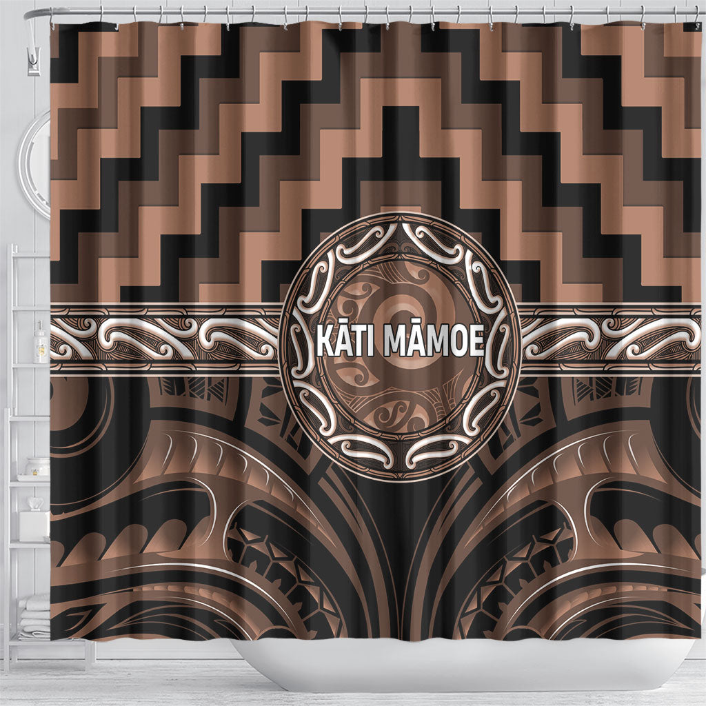 Aotearoa Kati Mamoe Shower Curtain Maori Iwi Poutama Puhoro Tattoo