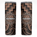 Aotearoa Kati Mamoe Personalised Skinny Tumbler Maori Iwi Poutama Puhoro Tattoo