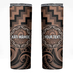 Aotearoa Kati Mamoe Personalised Skinny Tumbler Maori Iwi Poutama Puhoro Tattoo
