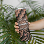 Aotearoa Kati Mamoe Personalised Skinny Tumbler Maori Iwi Poutama Puhoro Tattoo