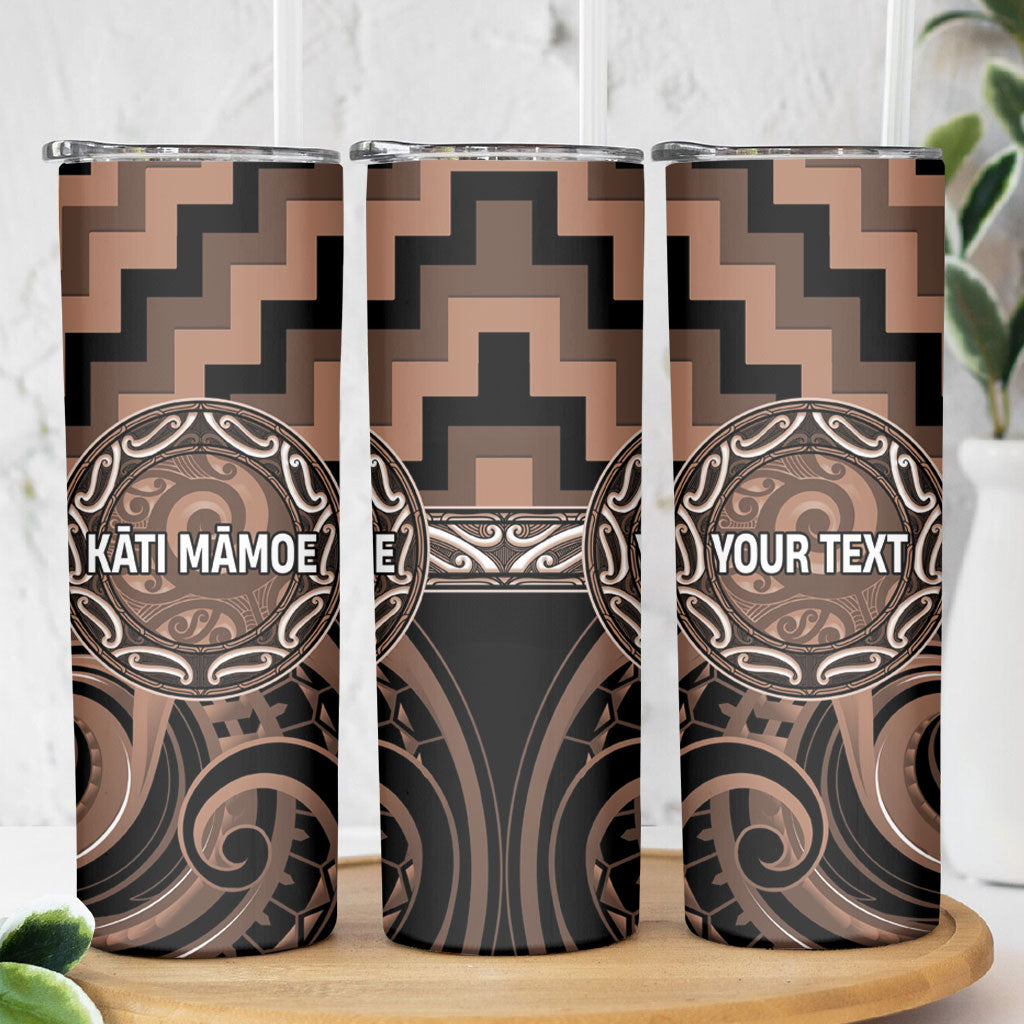 Aotearoa Kati Mamoe Personalised Skinny Tumbler Maori Iwi Poutama Puhoro Tattoo