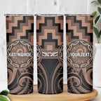 Aotearoa Kati Mamoe Personalised Skinny Tumbler Maori Iwi Poutama Puhoro Tattoo