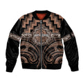 Aotearoa Kati Mamoe Personalised Sleeve Zip Bomber Jacket Maori Iwi Poutama Puhoro Tattoo