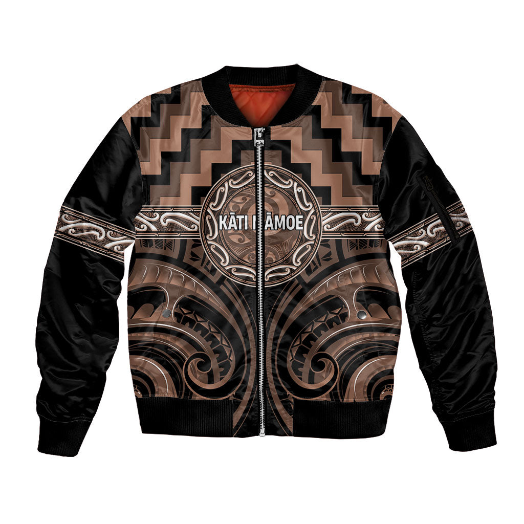 Aotearoa Kati Mamoe Personalised Sleeve Zip Bomber Jacket Maori Iwi Poutama Puhoro Tattoo