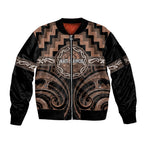 Aotearoa Kati Mamoe Personalised Sleeve Zip Bomber Jacket Maori Iwi Poutama Puhoro Tattoo