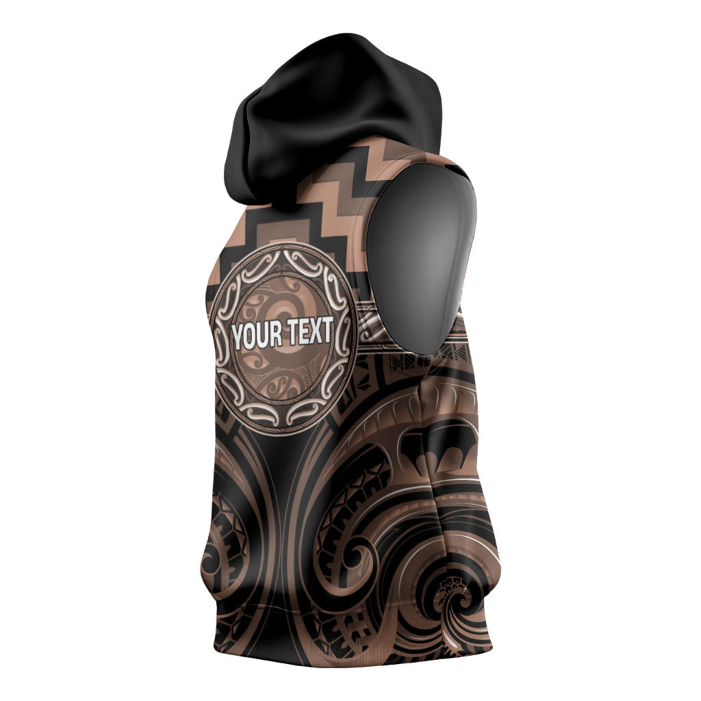Aotearoa Kati Mamoe Personalised Sleeveless Hoodie Maori Iwi Poutama Puhoro Tattoo