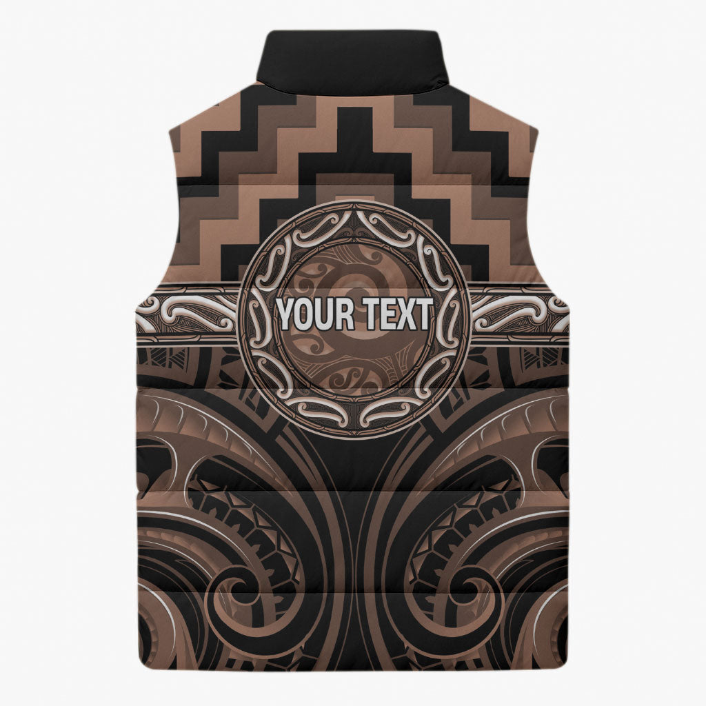 Aotearoa Kati Mamoe Personalised Sleeveless Puffer Jacket Maori Iwi Poutama Puhoro Tattoo