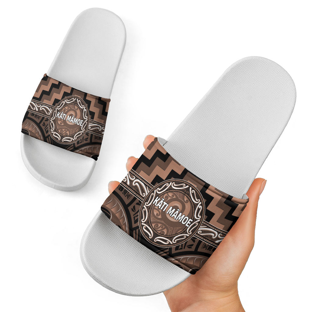 Aotearoa Kati Mamoe Slide Sandals Maori Iwi Poutama Puhoro Tattoo