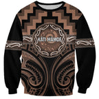 Aotearoa Kati Mamoe Personalised Sweatshirt Maori Iwi Poutama Puhoro Tattoo